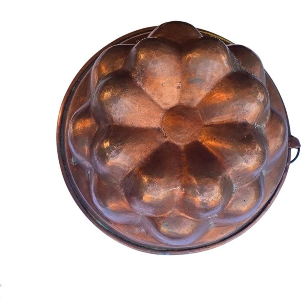 Vintage Copper Fluted Bundt Cake Gelatin Mold Pan Hanging Wall Decor 8inch - Picture 2 of 6